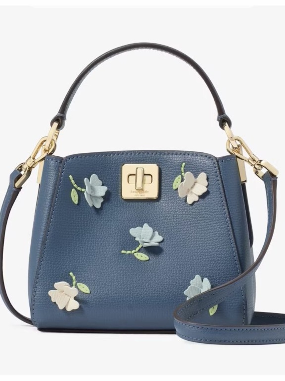 kate spade Blue Floral Leather Top-Handle Satchel